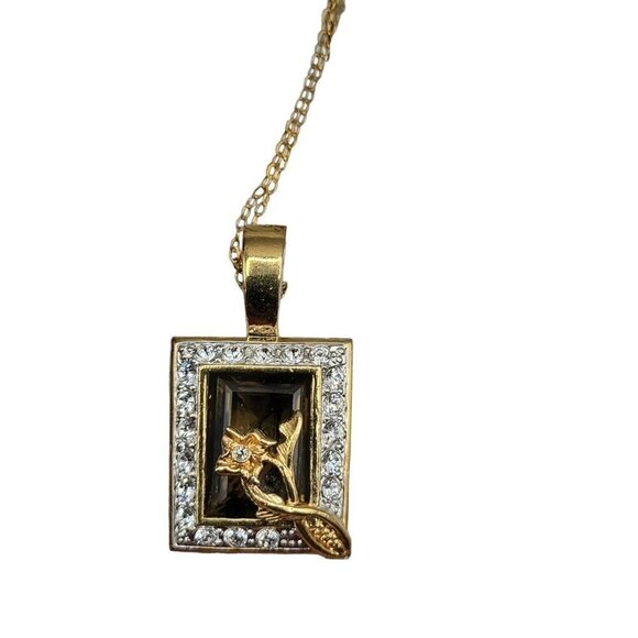 Nolan Miller Glamour Collection Pendant Necklace 18" Gold Filled Chain Swarovski - Picture 6 of 16